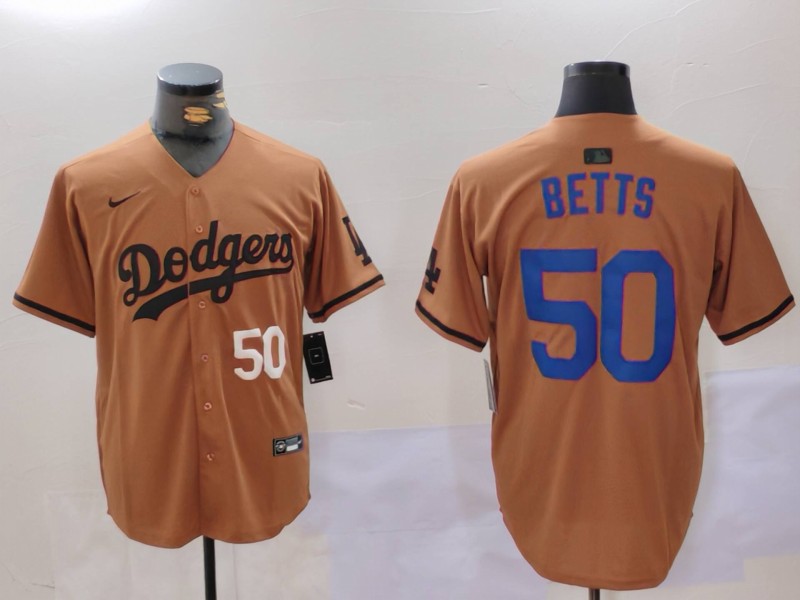 Men Los Angeles Dodgers #50 Betts army green joint name 2024 Nike MLB Jersey style 3->los angeles dodgers->MLB Jersey